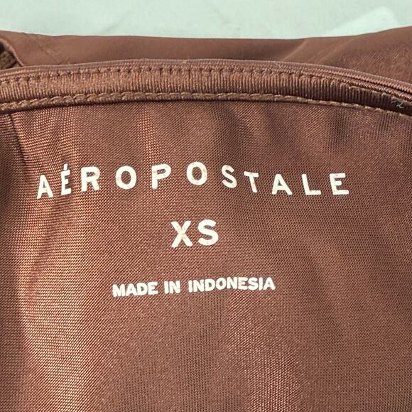 Aeropostale Corset Top XS Brown Satin Cropped Strappy Y2K Festival Party Wear - Picture 3 of 4